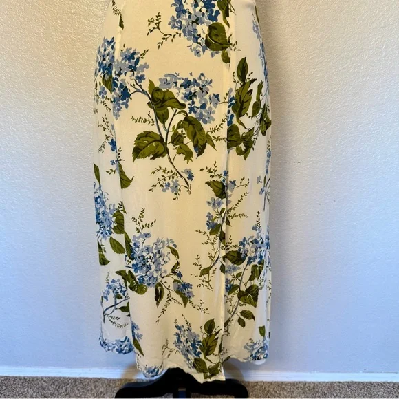 Reformation Juliette Floral Print Midi Georgette Dress White Blue Green Size 6 - Picture 4 of 14